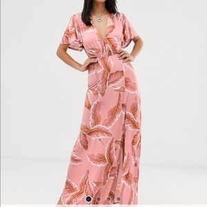ASOS Tall Floral flutter sleeve maxi dress